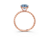Rose gold Fancy Blue Round  Solitaire Twist Band Ring with Four-Prong Setting_15