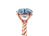Rose gold Fancy Blue Round  Solitaire Twist Band Ring with Four-Prong Setting_17