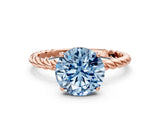 Rose gold Fancy Blue Round  Solitaire Twist Band Ring with Four-Prong Setting_68