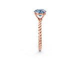 Rose gold Fancy Blue Round  Solitaire Twist Band Ring with Four-Prong Setting_70