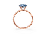 Rose gold Fancy Blue Round  Solitaire Twist Band Ring with Four-Prong Setting_71