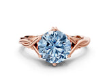Rose gold Fancy Blue Round  Solitaire Twist Band Six-Prong Setting 1