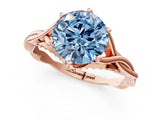 Rose gold Fancy Blue Round  Solitaire Twist Band Six-Prong Setting 2