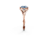 Rose gold Fancy Blue Round  Solitaire Twist Band Six-Prong Setting 3