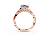 Rose gold Fancy Blue Round  Solitaire Twist Band Six-Prong Setting 4