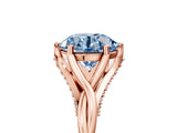 Rose gold Fancy Blue Round  Solitaire Twist Band Six-Prong Setting