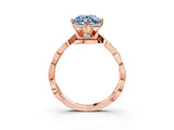 Rose gold Fancy Blue Round  Solitaire Twist Band with Leaf Prong Setting 4