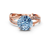 Rose gold Fancy Blue Round  Solitaire Twist Band with Pavé Accents and Four-Prong Setting_25