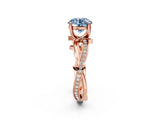 Rose gold Fancy Blue Round  Solitaire Twist Band with Pavé Accents and Four-Prong Setting_27