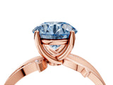 Rose gold Fancy Blue Round  Solitaire Twist Band with Pavé Accents and Four-Prong Setting_29