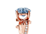 Rose gold Fancy Blue Round  Solitaire Twist Band with Pavé Accents and Four-Prong Setting_30