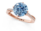 Rose gold Fancy Blue Round  Solitaire Twist Band with Pavé Diamonds and Four-Prong Setting_53