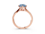 Rose gold Fancy Blue Round  Solitaire Twist Band with Pavé Diamonds and Four-Prong Setting_55