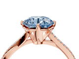 Rose gold Fancy Blue Round  Solitaire Twist Band with Pavé Diamonds and Four-Prong Setting_56