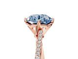 Rose gold Fancy Blue Round  Solitaire Twist Band with Pavé Diamonds and Four-Prong Setting_57
