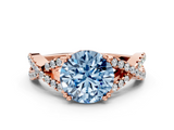 Rose gold Fancy Blue Round  Solitaire Twist Band with Pavé Setting and Four-Prong Setting_17