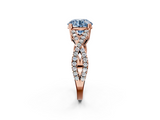 Rose gold Fancy Blue Round  Solitaire Twist Band with Pavé Setting and Four-Prong Setting_19