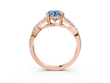 Rose gold Fancy Blue Round  Solitaire Twist Band with Pavé Setting and Four-Prong Setting_20