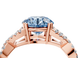 Rose gold Fancy Blue Round  Solitaire Twist Band with Pavé Setting and Four-Prong Setting_21