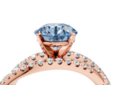 Rose gold Fancy Blue Round  Solitaire Twist Band with Pavé Setting and Four-Prong Setting_82