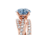 Rose gold Fancy Blue Round  Solitaire Twist Band with Pavé Setting and Four-Prong Setting_83