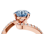 Rose gold Fancy Blue Round  Solitaire Twist Band with Pave Set Diamonds and Four-Prong Setting_134