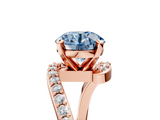 Rose gold Fancy Blue Round  Solitaire Twist Band with Pave Set Diamonds and Four-Prong Setting_135