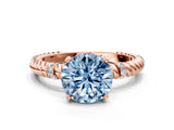Rose gold Fancy Blue Round  Solitaire Twisted Band Prong Set Engagement Ring_62