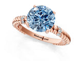 Rose gold Fancy Blue Round  Solitaire Twisted Band Prong Set Engagement Ring_63