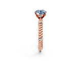 Rose gold Fancy Blue Round  Solitaire Twisted Band Prong Set Engagement Ring_64