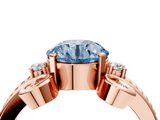 Rose gold Fancy Blue Round  Solitaire Twisted Band Scroll Prong Ring_7