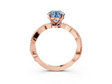Rose gold Fancy Blue Round  Solitaire Twisted Band with Bead Prong Setting_373