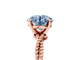 Rose gold Fancy Blue Round  Solitaire Twisted Band with Bead Prong Setting_375