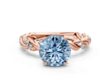 Rose gold Fancy Blue Round  Solitaire Twisted Band with Pavé Accents and Four-Prong Setting_3