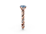 Rose gold Fancy Blue Round  Solitaire Twisted Band with Pavé Accents and Four-Prong Setting_5
