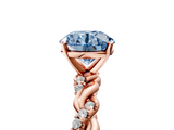 Rose gold Fancy Blue Round  Solitaire Twisted Band with Pavé Accents and Four-Prong Setting_8