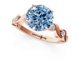 Rose gold Fancy Blue Round  Solitaire Twisted Band with Prong Setting 1