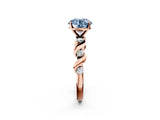 Rose gold Fancy Blue Round  Solitaire Twisted Band with Prong Setting 2