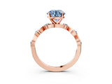 Rose gold Fancy Blue Round  Solitaire Twisted Band with Prong Setting 3