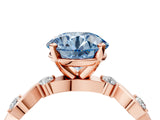 Rose gold Fancy Blue Round  Solitaire Twisted Band with Prong Setting 4