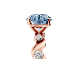 Rose gold Fancy Blue Round  Solitaire Twisted Band with Prong Setting 5
