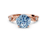 Rose gold Fancy Blue Round  Solitaire Twisted Band with Prong Setting