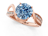 Rose gold Fancy Blue Round  Solitaire Twisted Band with Prong Setting_4