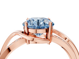 Rose gold Fancy Blue Round  Solitaire Twisted Band with Prong Setting_7