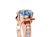 Rose gold Fancy Blue Round  Solitaire Twisted Band with Prong Setting_8
