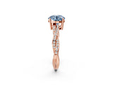 Rose gold Fancy Blue Round  Solitaire Twisted Pave Diamond Ring with Four-Prong Setting_106