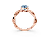 Rose gold Fancy Blue Round  Solitaire Twisted Pave Diamond Ring with Four-Prong Setting_107