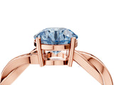 Rose gold Fancy Blue Round  Solitaire Twisted Pave Diamond Ring with Four-Prong Setting_108