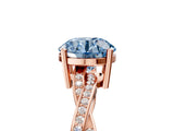 Rose gold Fancy Blue Round  Solitaire Twisted Pave Diamond Ring with Four-Prong Setting_109