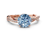 Rose gold Fancy Blue Round  Solitaire Twisted Pave Diamond Ring with Four-Prong Setting_12
